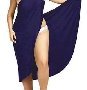 Plus size strand sarong i marine blå