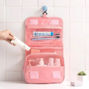 Rosa hengende toalettmappe